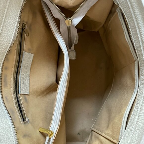 Italian Made Real Leather Tricolor Satchel Bag – Blue, Cream & Pink - Picture 9 of 10